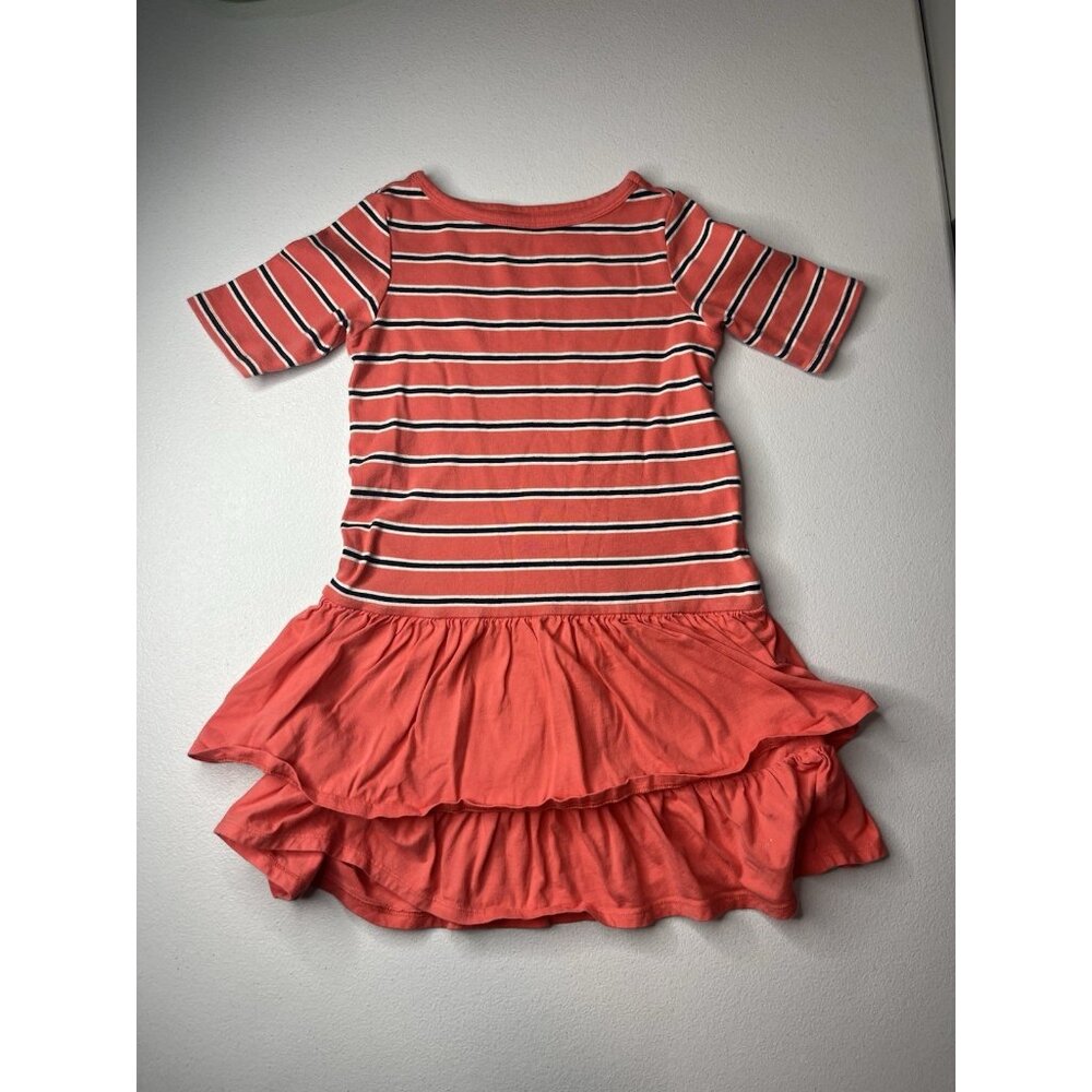 Tea Collection Striped Ruffle‎ Skirt Dress Pink/Coral Size 7 Girl *read